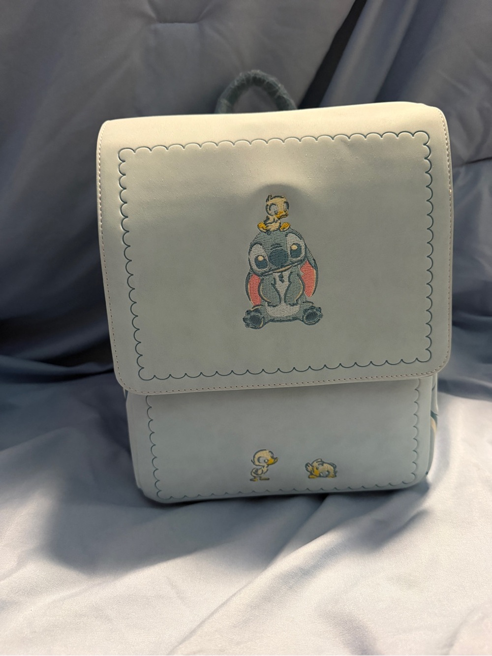 Loungefly Pastel Blue Stitch & Duckling Mini Backpack